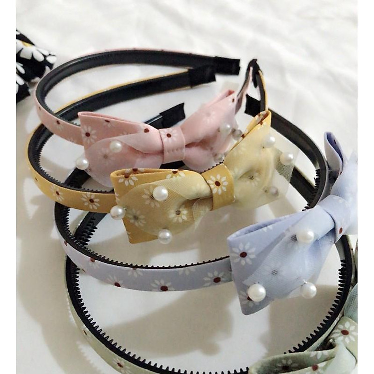 Bờm Tóc Mái Hoa Cúc Kết Nơ, Sước Tóc Mái Kết Nơ Dễ Thương ( Pkt.Shop )