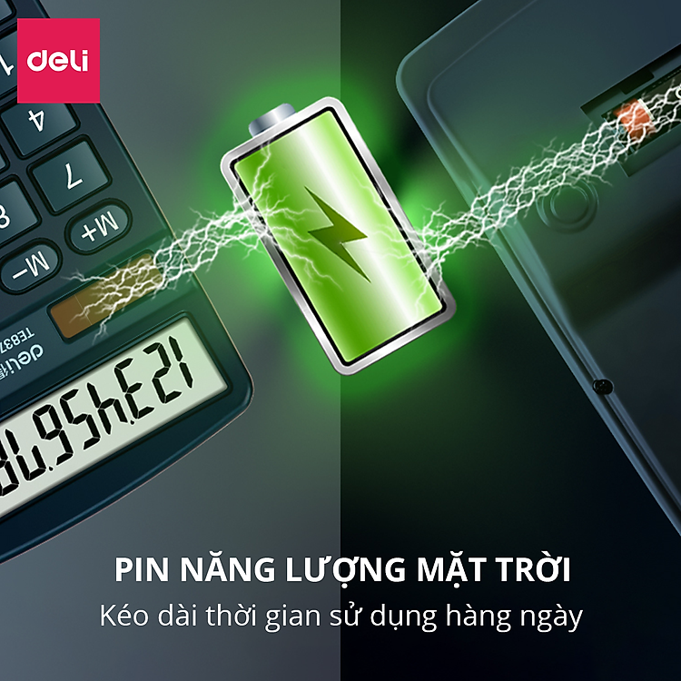 Máy Tính Để Bàn Deli E837 (12 số) - Xanh than - Ảnh 7