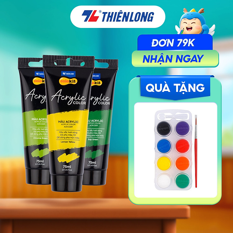Màu Nước Acrylic Dạng Tuýp 75ml Thiên Long Colokit ACR-C009 – Đỏ