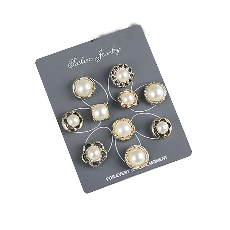 Sét 10 ghim khuy cài áo cao cấp xuất Nhật GC01