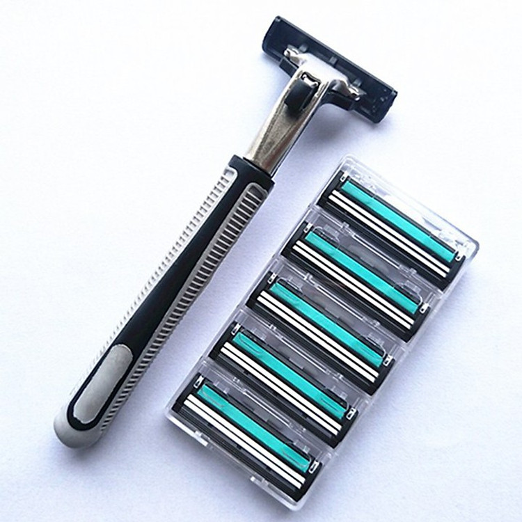 Dao cạo râu kèm 5 lưỡi dao thay thế không gỉ