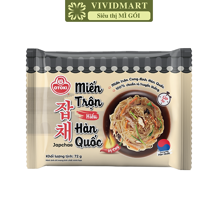 OTOKI - Miến trộn Otoki kiểu Hàn Quốc vị cay, Miến trộn kiểu Hàn Quốc Japchae Otoki, Miến Ottogi (72g/gói)
