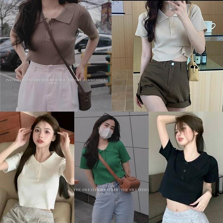 ÁO CROPTOP LEN CỔ BẺ