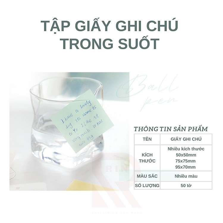 Giấy Note Trong Suốt (95x70mm) - Xanh Dương Nhạt - Ảnh 5