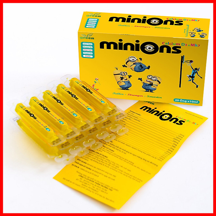 Minions Calcium D3 và MK7 giúp bổ sung canxi và các vitamin giúp phát triển xương ở trẻ nhỏ