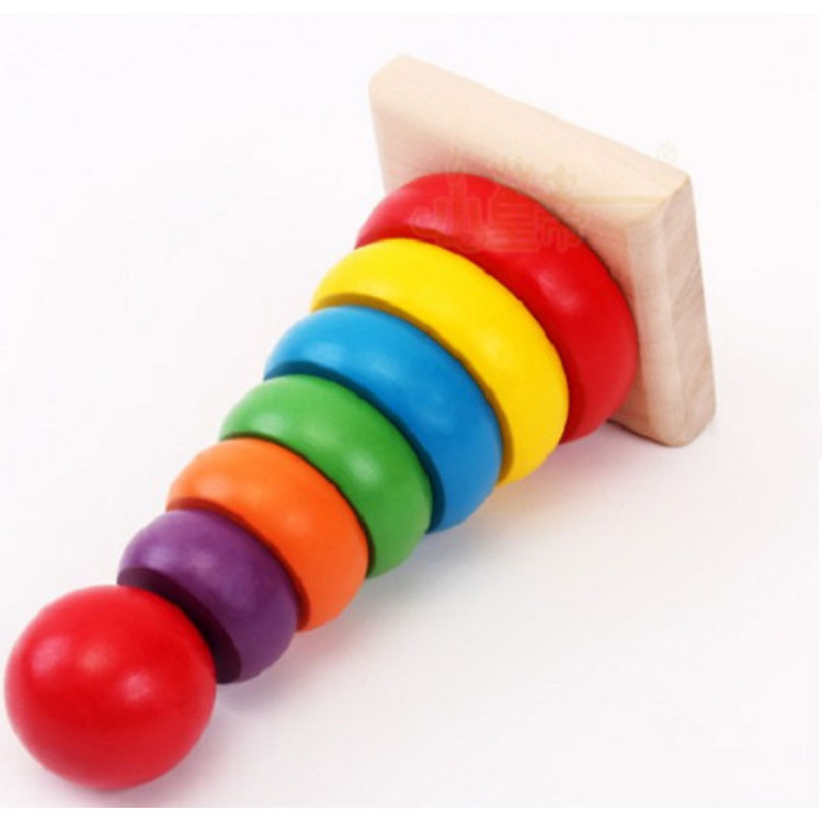 Đồ chơi tháp cầu vồng gỗ HAPPY KIDS Chính hãng Giá tốt - Hình ảnh 4