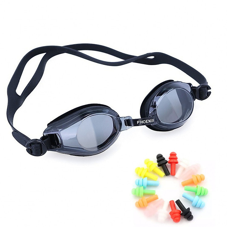 Kính bơi YESURE Phoenix 203 màu đen Kèm Bịt Tai Silicon ( Giao màu ngẫu nhiên )