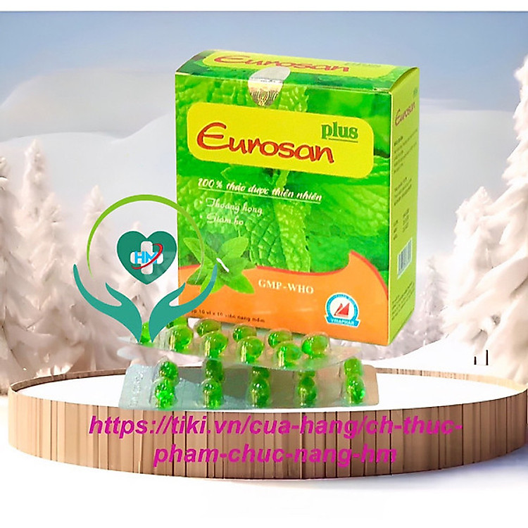 Viên ho dầu Eurosan ( Viên màu xanh ) VN1- Bổ Phế , Làm Ấm Họng , Giảm Đau Rát Họng, Thông Thoáng Mũi Họng ( Hộp 100 viên )