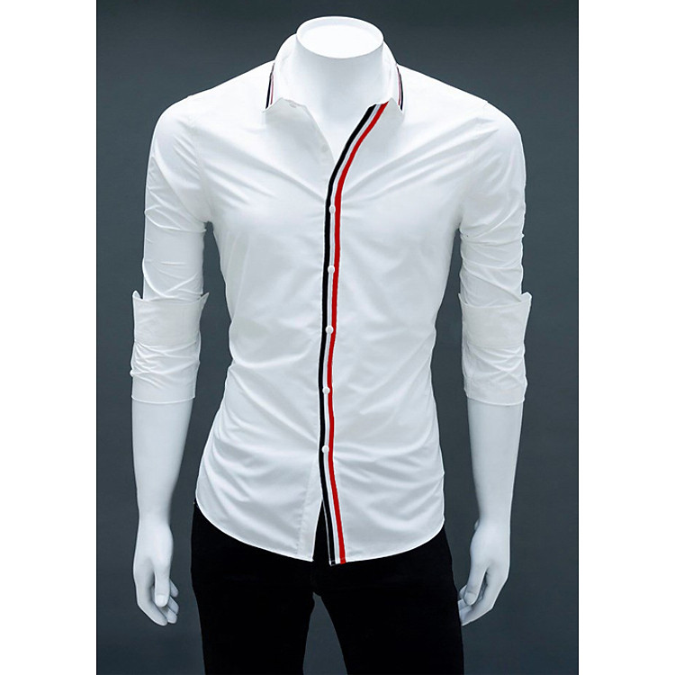 Áo Sơ Mi Nam Tay Dài Sọc Viền Cúc Áo Thời Trang - TC04032