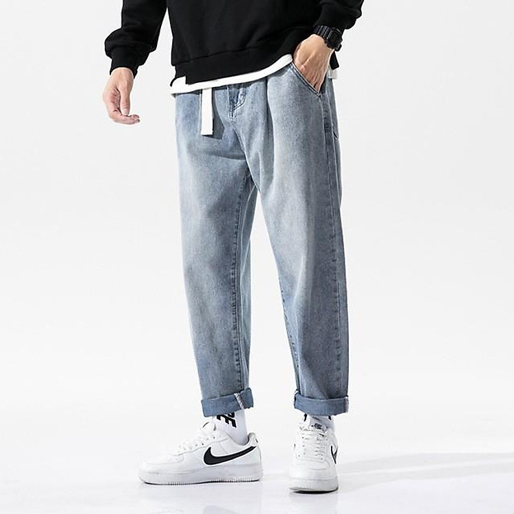 Quần baggy jean trơn basic