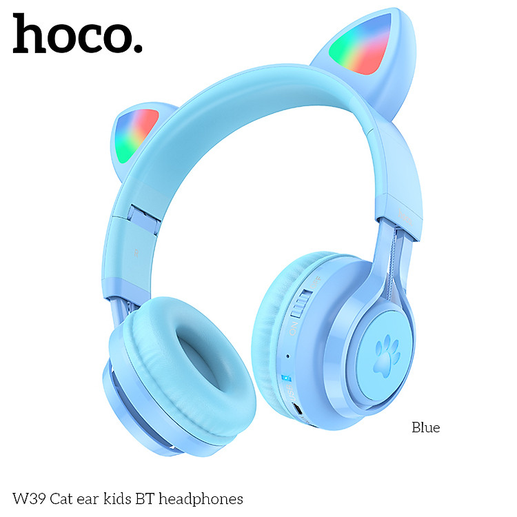 Tai Nghe Chụp Tai Bluetooth, Tai Mèo, Âm Thanh Trong Trẻo, sống động W39 - Hàng Chính Hãng.