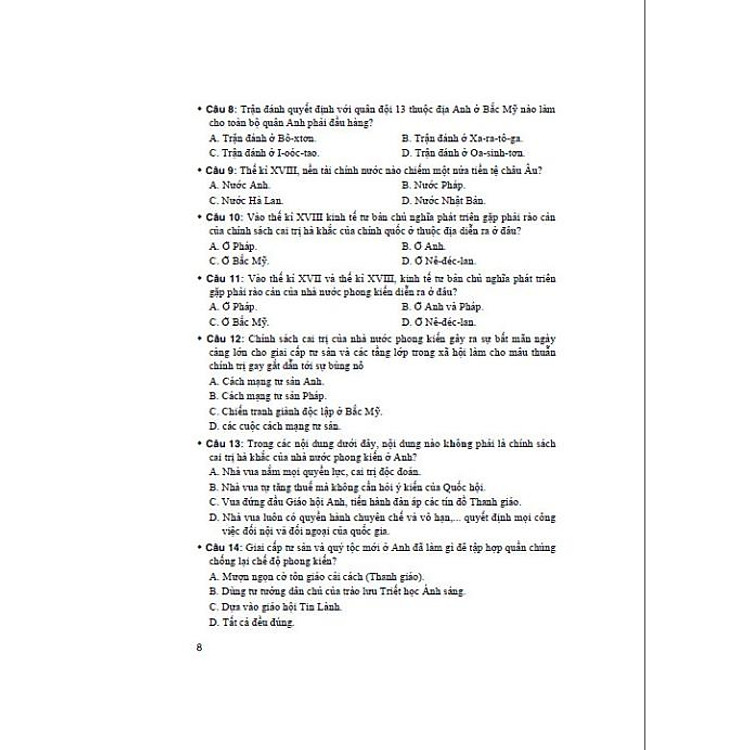 Bộ Đề Kiểm Tra Trắc Nghiệm Và Tự Luận Lịch Sử 11 - Ảnh 5