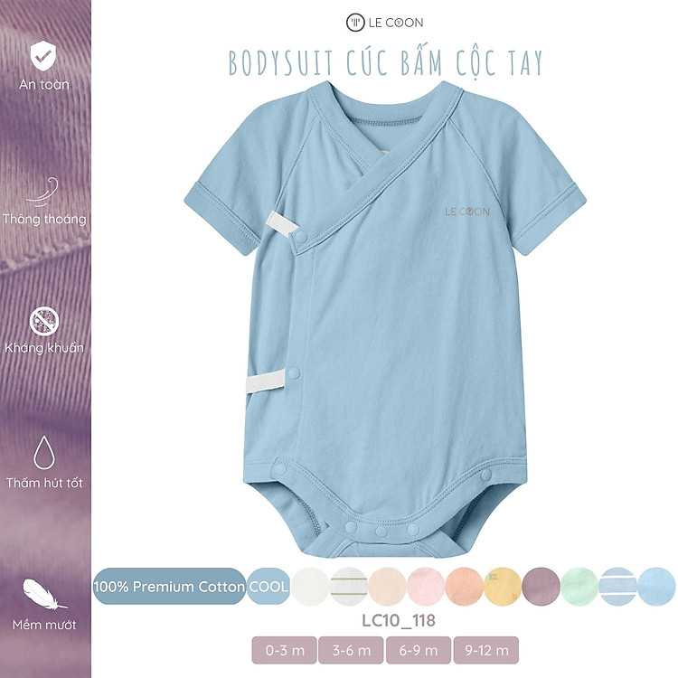 LE COON | BODYSUIT CÚC BẤM CỘC TAY | COOL | 0 - 12 tháng