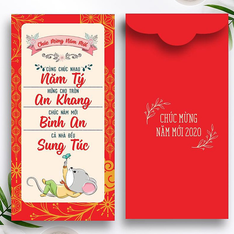 Bao Lì Xì 2020 - NĂM TÝ AN KHANG - BÌNH AN - SUNG TÚC (Bộ 10 Cái)