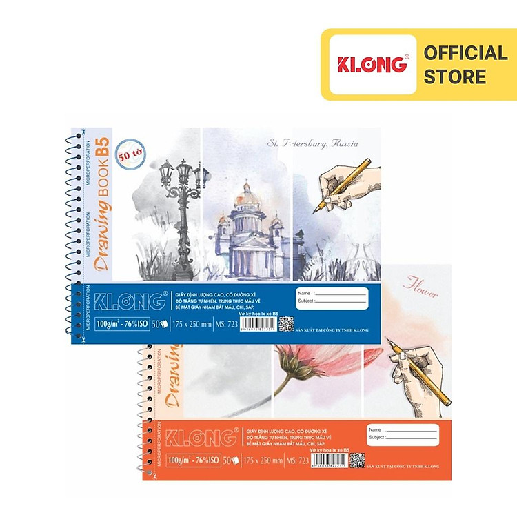 Sổ Vẽ Lò Xo Xé KLONG B5 (50 tờ)