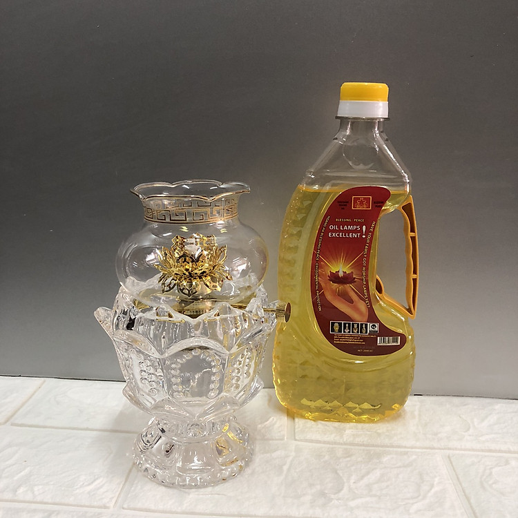 Đèn thờ dầu thủy tinh cao cấp ( tặng 1chai dầu) TP1002