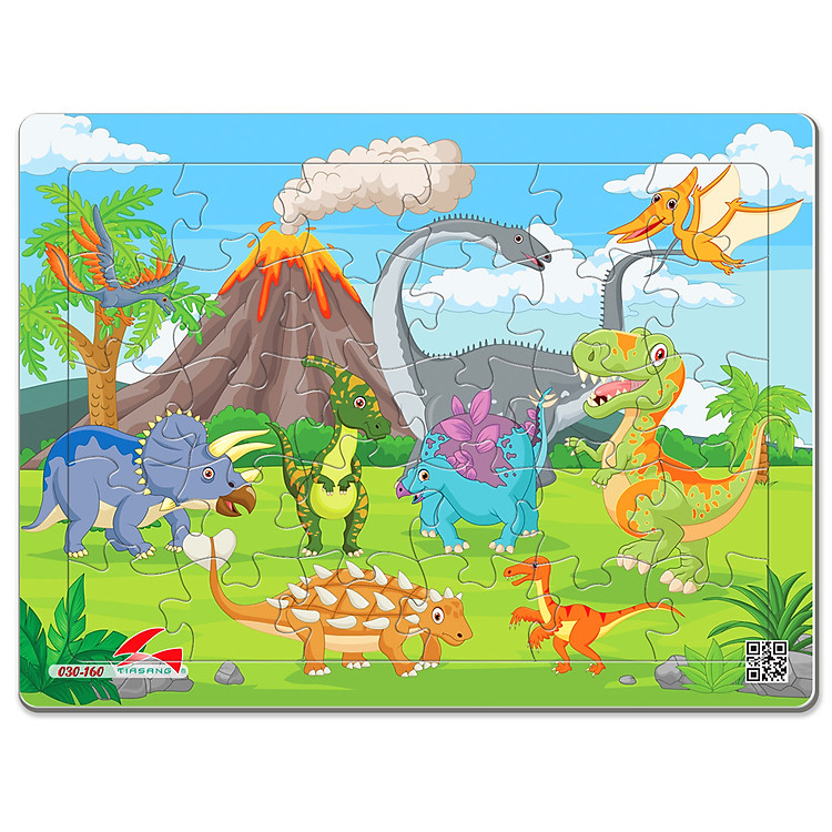 Xếp hình Tia Sáng Thời đại khủng long (30 Mảnh Ghép) - Tặng kèm tranh tô màu cho bé