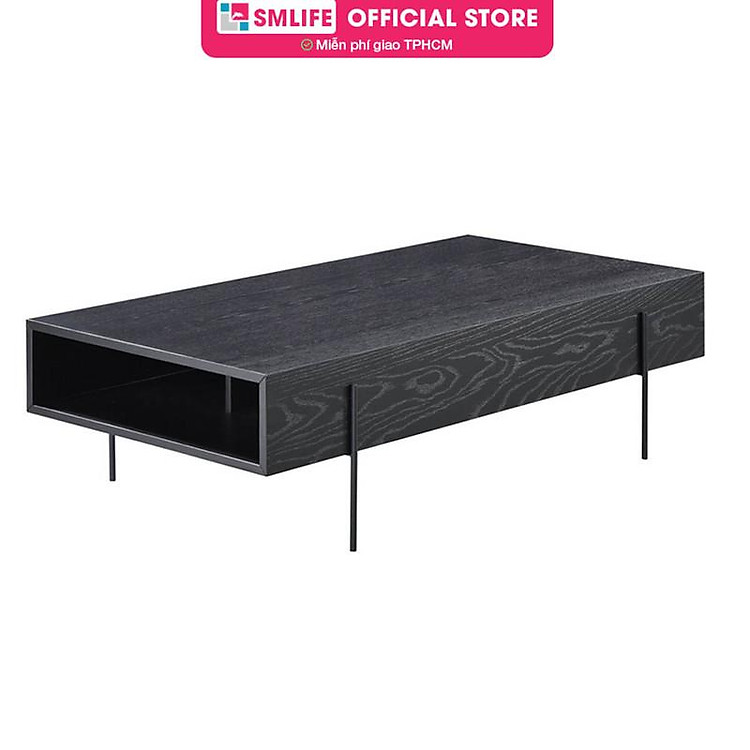 Bàn sofa gỗ sồi hình hộp chữ nhật sang trọng SMLIFE Clary 1C | D127 x R66 x C36cm | gỗ Cao Su và Veneer Sồi