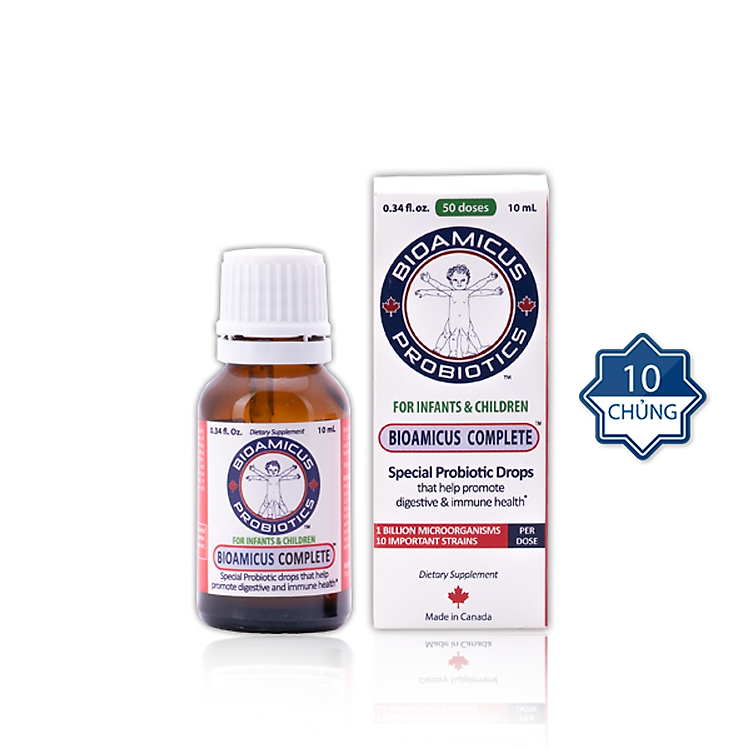 BioAmicus Complete - Made in Canada - Men Vi Sinh 10 Chủng Hỗ Trợ Hệ Tiêu Hoá Tối Ưu (Chai 10ml)