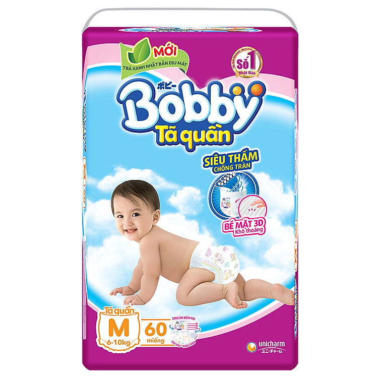 Tã Quần Bobby Gói Siêu Lớn M60 (60 Miếng)