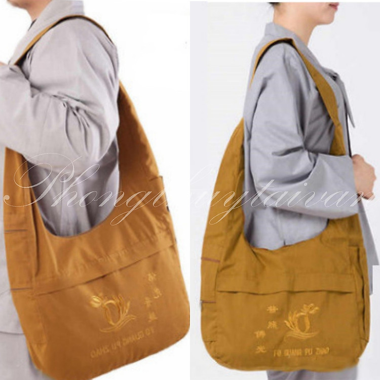 Túi di hành nhà sư Phật giáo 34*46cm La Hán hình bán nguyệt (vải dày)