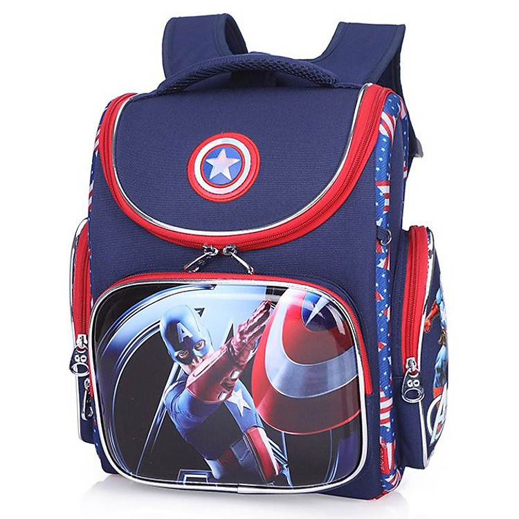 Balo Dạng Hộp Chống Gù Lưng Cho Nam Sinh lớp 1-5 Đội Trưởng Mỹ-Giao Ngẫu Nhiên