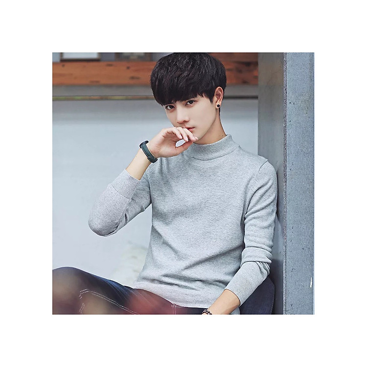 Áo len nam cổ thấp
