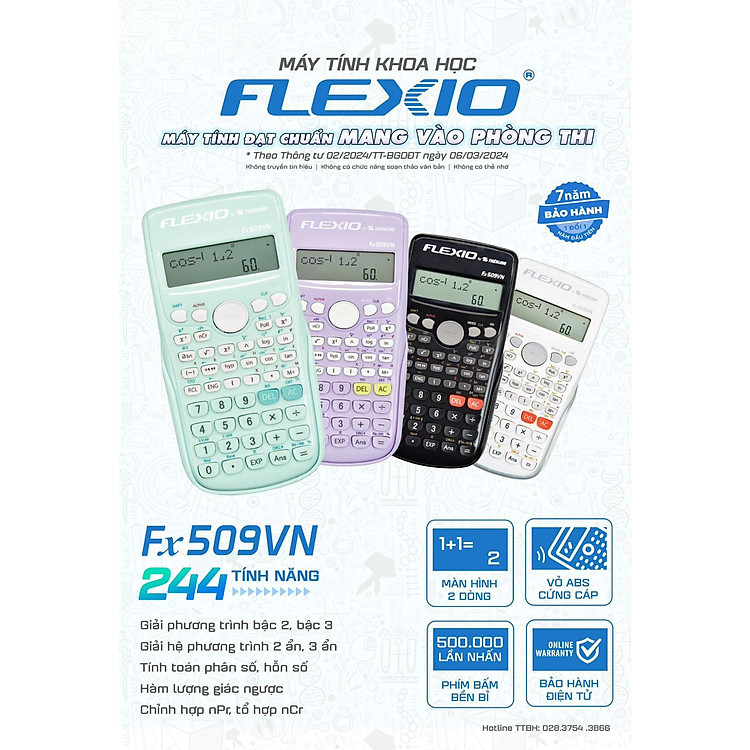 Máy Tính Khoa Học Flexio Thiên Long Fx509VN - Màu Trắng - Ảnh 4