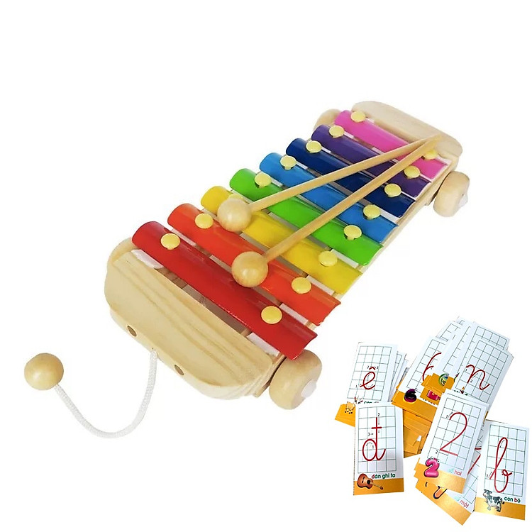 Đồ Chơi Đàn Gõ Xylophone 8 Thanh Giúp Bé Phát Triển Năng Khiếu Âm Nhạc Tặng Kèm Bộ Thẻ Cho Bé Học Chữ Cái Và Số Đếm