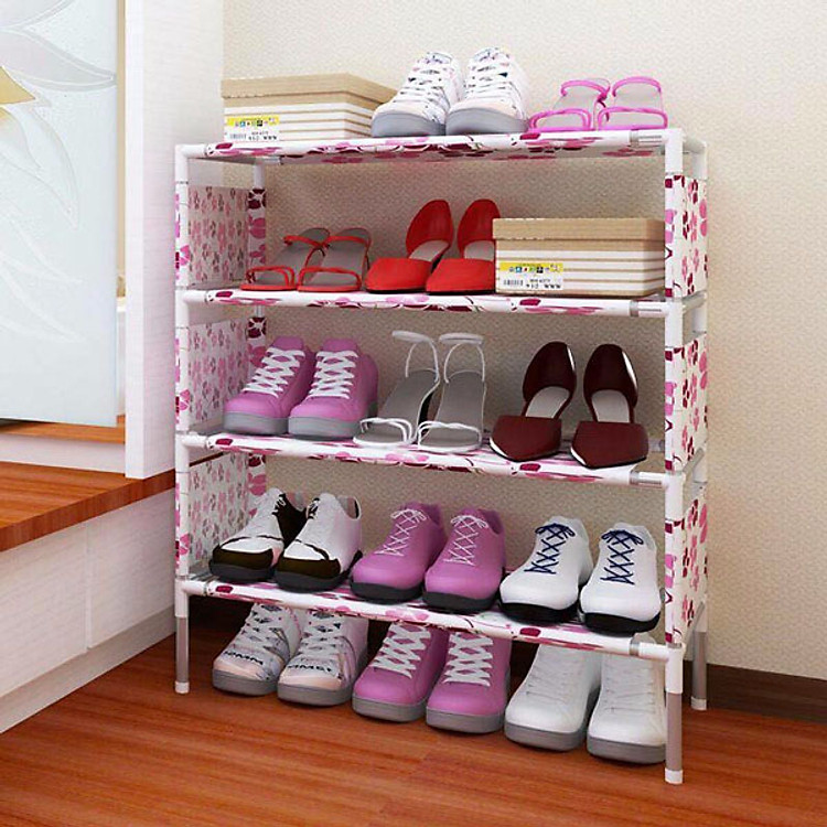 Kệ để giày dép inox 4 tầng hoa văn