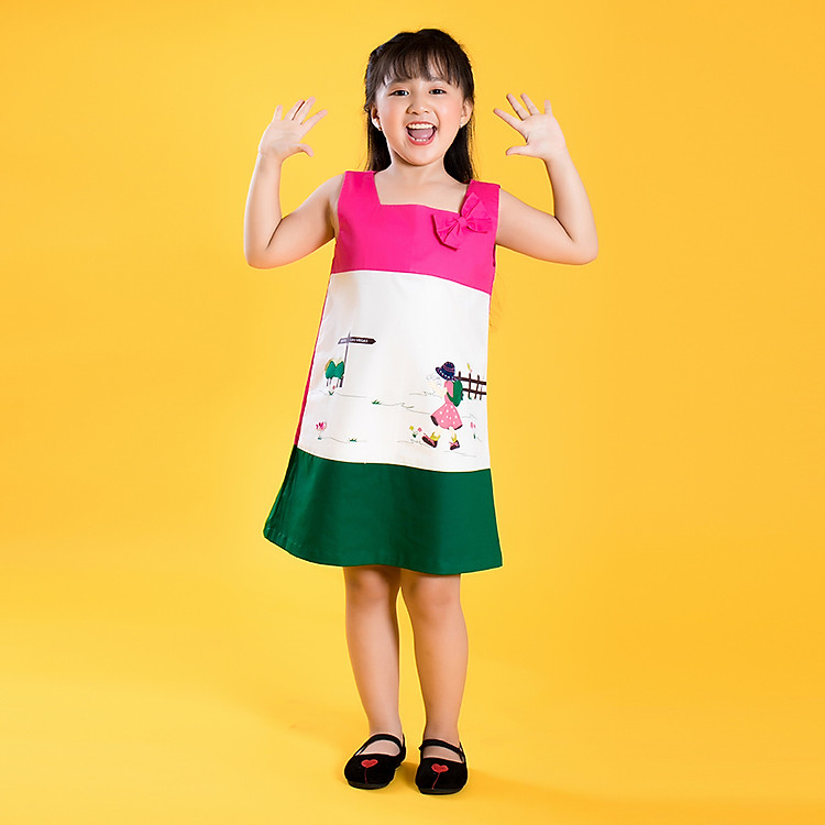 Đầm Chữ A Bé Gái V.T.A.Kids 28061027 Sen