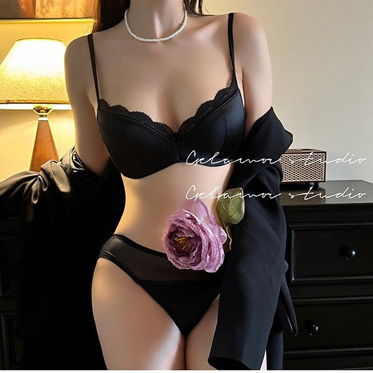 Bộ đồ lót 8819 có gọng mút mỏng cotton cao cấp đơn giản viền ren sexy