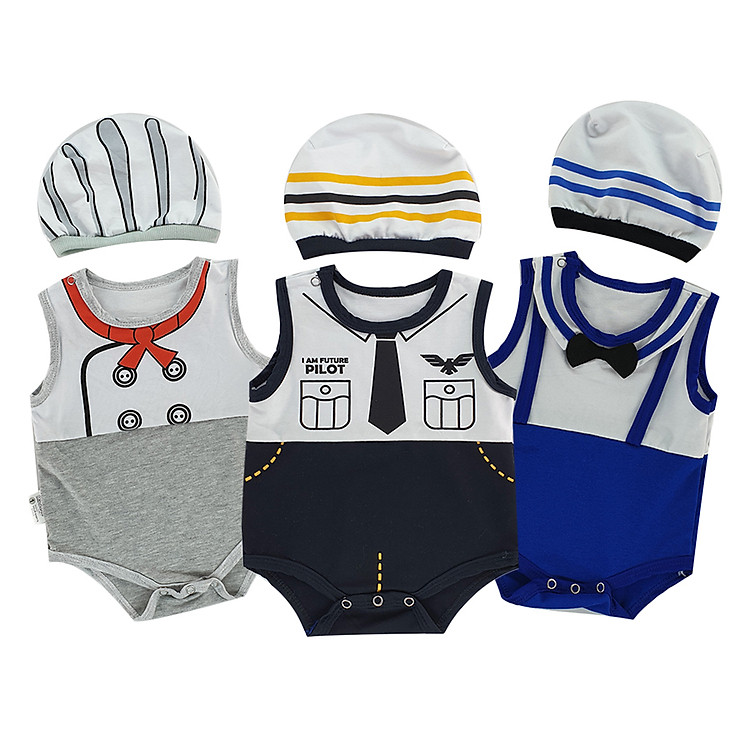 Combo 3 Bộ Bodysuit Em Bé Mihababy Phi Công, Đầu Bếp, Học Sinh