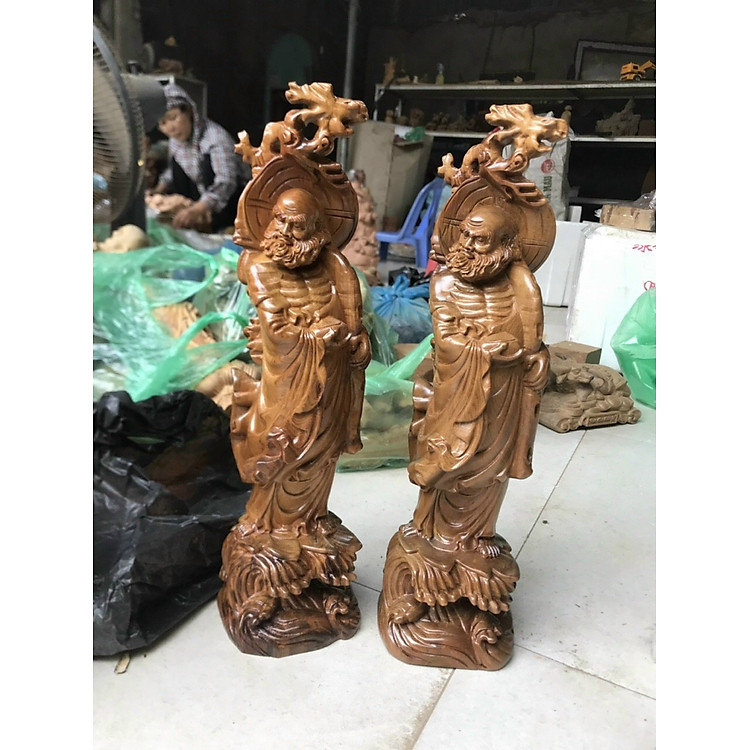 Tượng Đạt Ma Sư Tổ Bằng Gỗ Bách Xanh (40×12×11 cm)