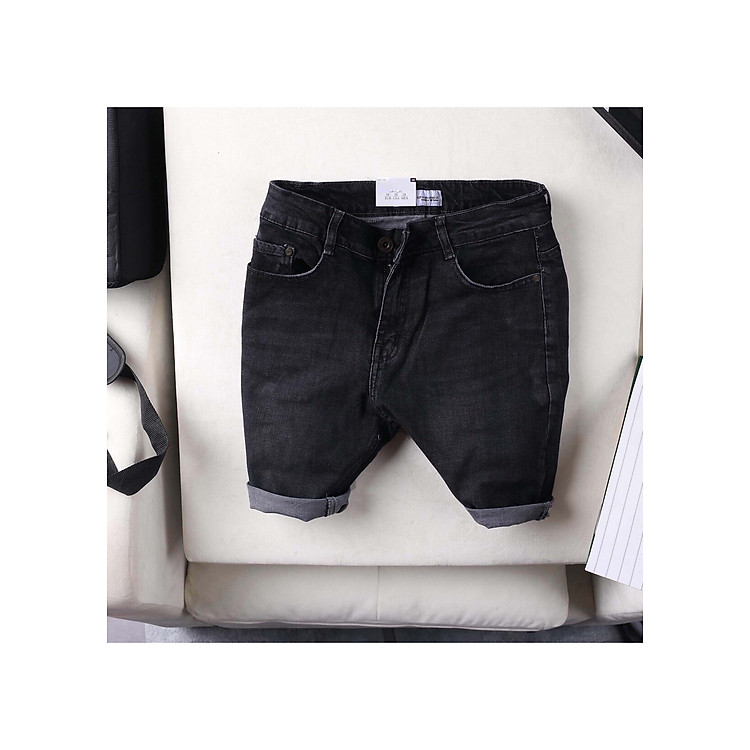 Quần short jean nam B124 co dãn kiểu dán trẻ trung đơn giản thêu họa tiết Julido thời trang hàn quốc