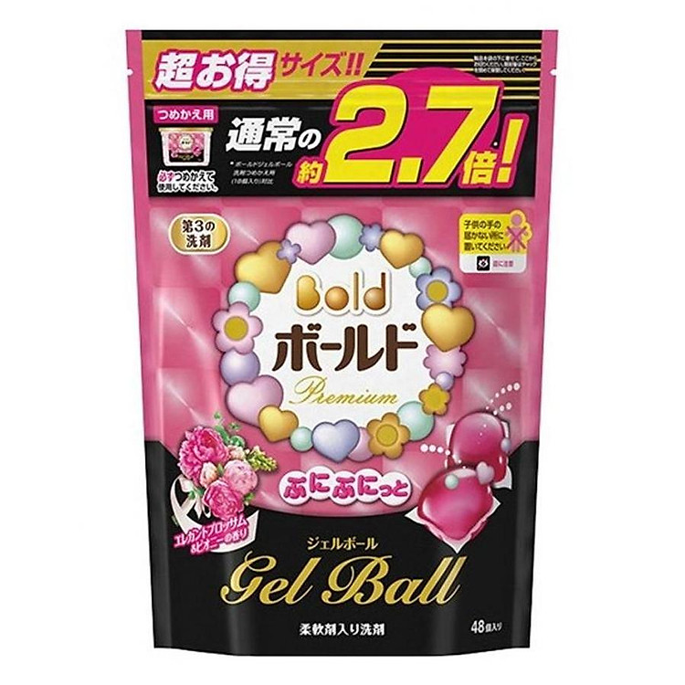Túi 48 viên giặt, xả Gel Ball (màu hồng) nội địa Nhật Bản