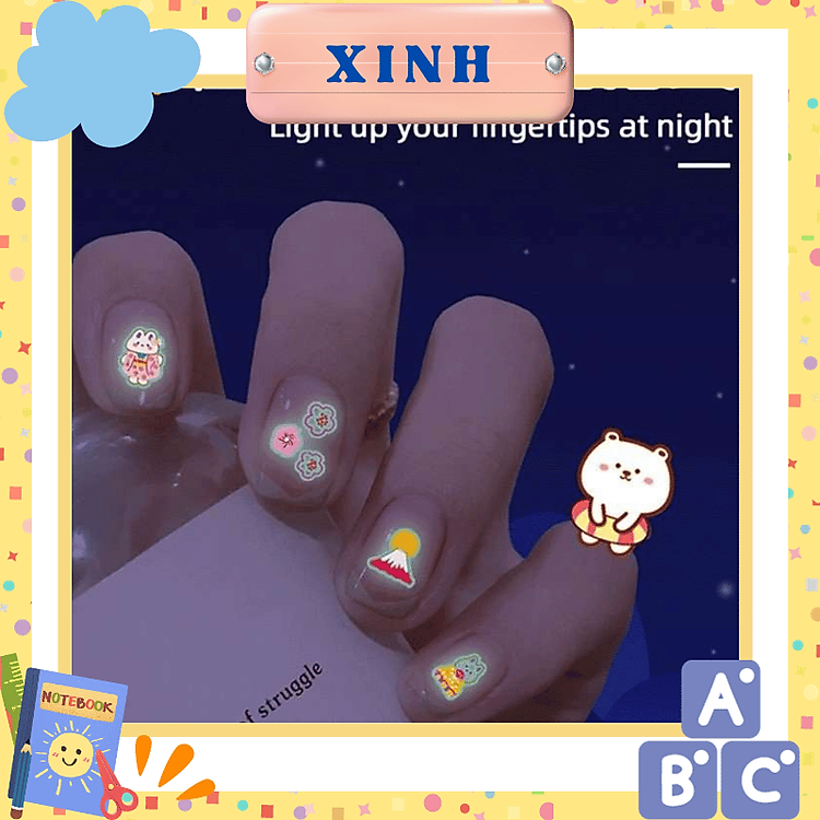 Miếng dán móng tay dạ quang cute