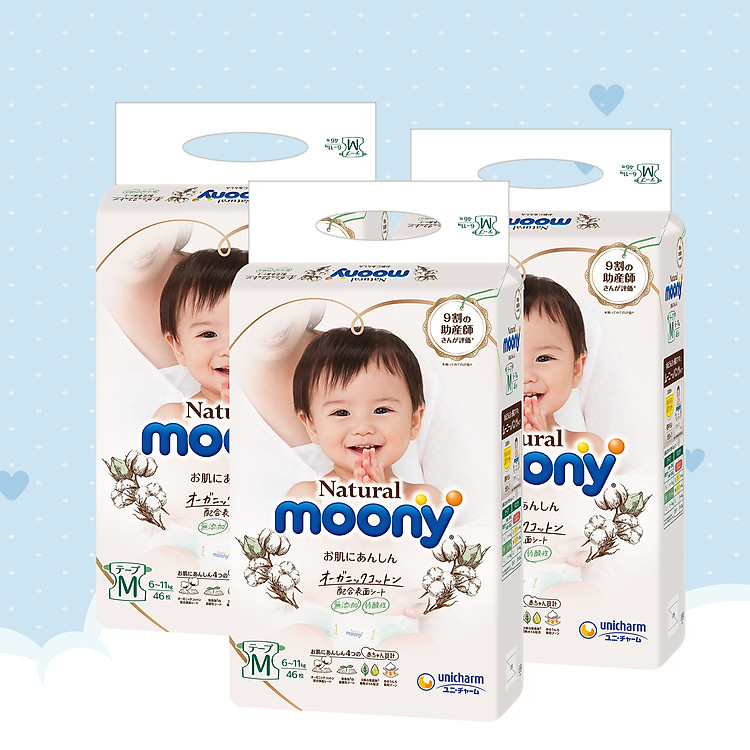 COMBO 3 BỊCH Bỉm Dán Moony M 46 Chính hãng Giá rẻ - Hình ảnh 2