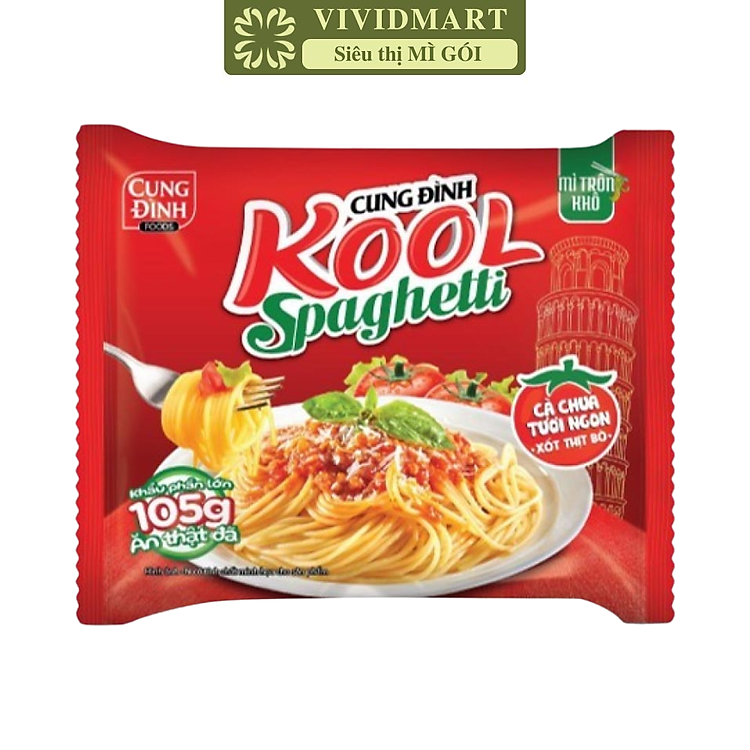 AFOTECH - Mì trộn Cung Đình Kool Spaghetti gói Xốt thịt bò cà chua, Mì ý sốt bò bằm Cung Đình Kool (105g/gói)