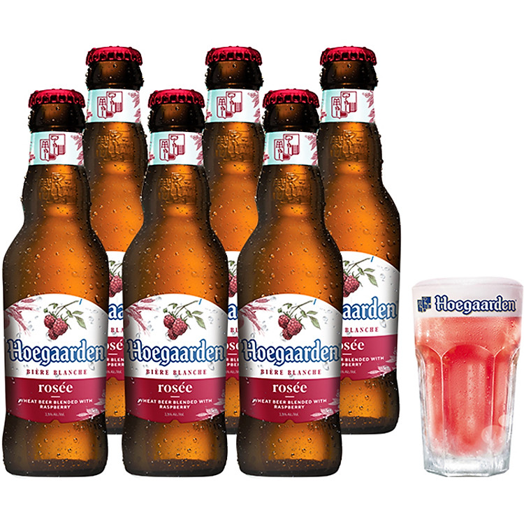 Lốc 6 chai Hoegaarden Rosee Season of Love (248ml/chai) + 1 ly thủy tinh