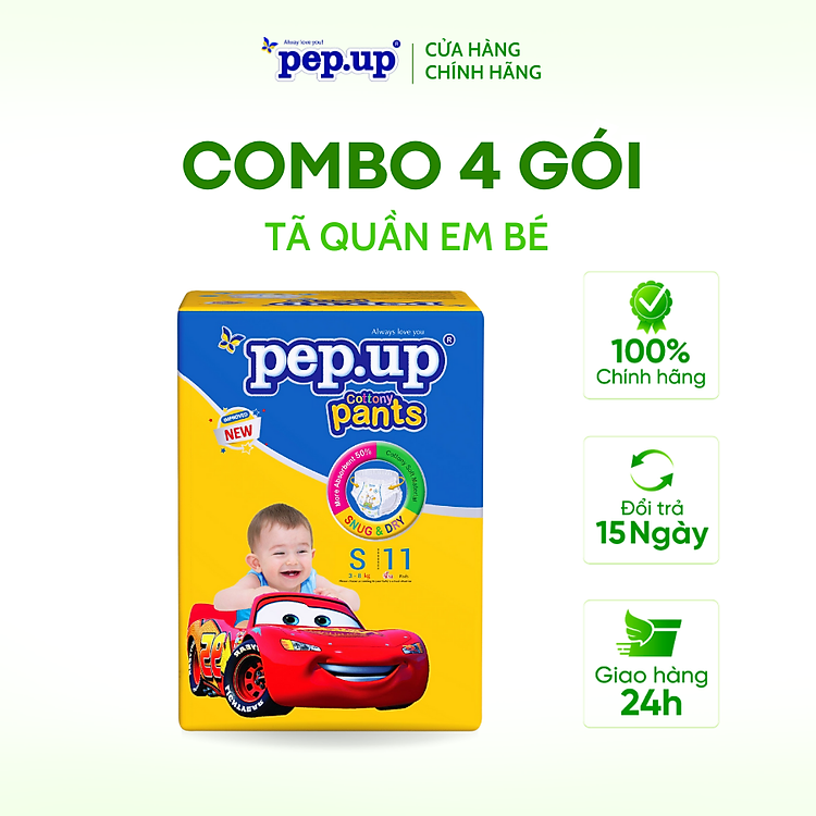 Combo 4 gói Tã Pep.up Cottony Size S Chính hãng Giá tốt