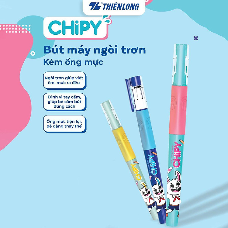 Combo 5/10/20 bút máy CHiPY Thiên Long FTC-020 - Ngòi trơn, êm với ống mực tặng kèm