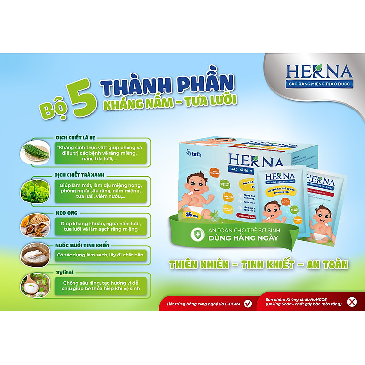 Gạc răng miệng thảo dược Herna 25 gói Chính hãng Ưu đãi - Hình ảnh 5