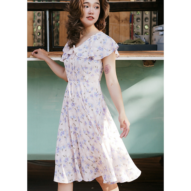 Đầm hồng hoa cánh tiên Lydia Floral Dress Maybi "Coming Home" - Hồng - XL