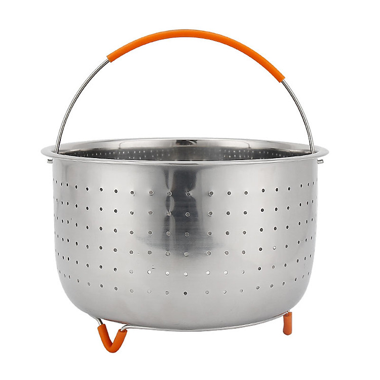 9" Stainless Steel Steamer Basket with Silicone Covered Handle for 6 or 8 Quart Pressure Cooker Steam Vegetables Seafood