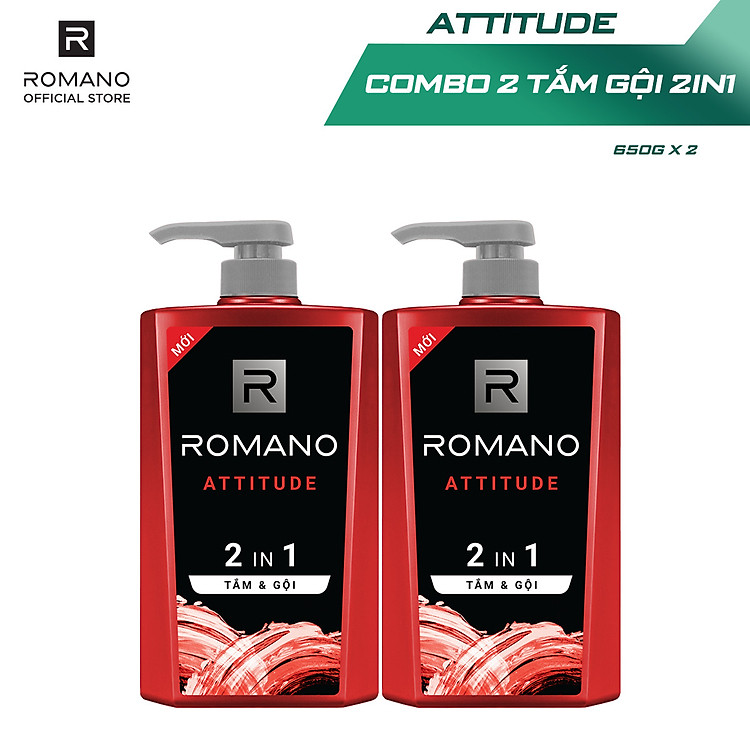 Combo 2 Tắm gội 2 trong 1 Romano hương nước hoa 650g/chai