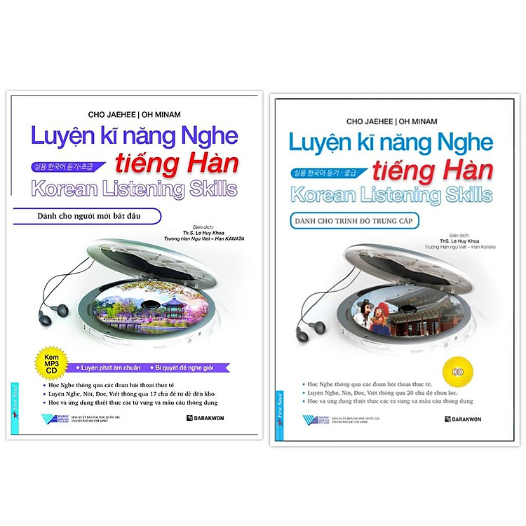 Luyện Kĩ Năng Nghe Tiếng Hàn Dành Cho Người Mới Bắt Đầu + Dành Cho Trình Độ Trung Cấp (Kèm CD)