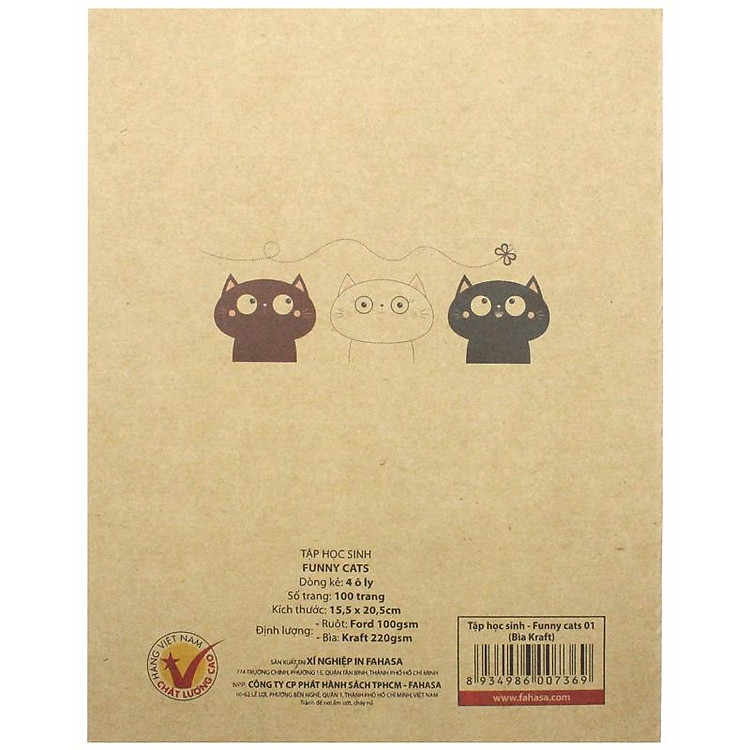 Tập Học Sinh Funny Cats 4 Ô Ly (100 trang, 100gsm) - Ảnh 7