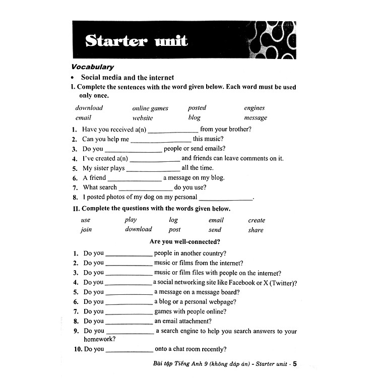 Bài Tập Tiếng Anh 9 - Không Đáp Án - Ảnh 6