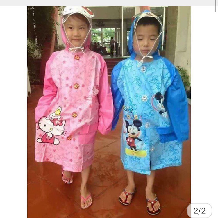 Áo mưa cho bé hình thú Hoạt Hình cute màu Xanh size L (120-130cm)